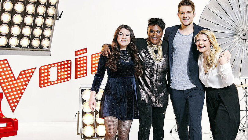 Die Finalisten der letzten Staffel: (v.l.) Lina Arndt, Marion Campbell, Andrei Vesa und Charley Ann Schmutzler
