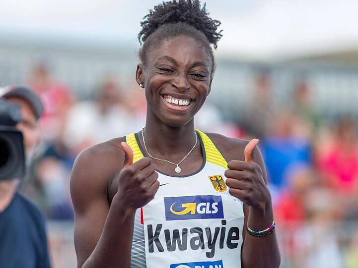 Lisa Marie Kwayie ist erstmals deutsche Meisterin über 100 Meter.