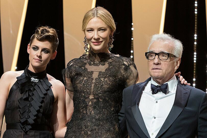 Kristen Stewart (l.), Cate Blanchett, Martin Scorsese.