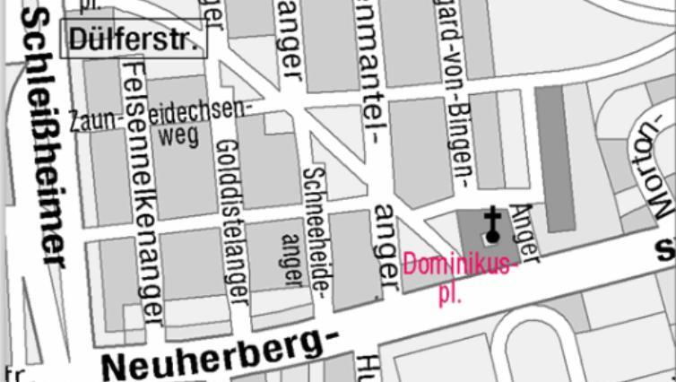 Hier liegt der Dominikusplatz. Hier liegt der Dominikusplatz.