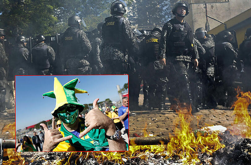 Am Tag des WM-Auftakts in Brasilien kam es zu Auschreitungen in Sao Paulo. Aber auch zahlreiche Fans feierten friedlich den Beginn des Turniers.