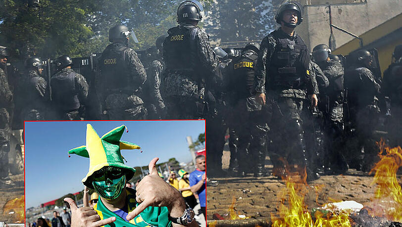 Am Tag des WM-Auftakts in Brasilien kam es zu Auschreitungen in Sao Paulo. Aber auch zahlreiche Fans feierten friedlich den Beginn des Turniers. Am Tag des WM-Auftakts in Brasilien kam es zu Auschreitungen in Sao Paulo. Aber auch zahlreiche Fans feierten friedlich den Beginn des Turniers.