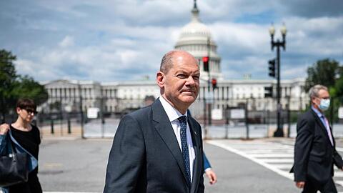 Bundesfinanzminister Olaf Scholz (SPD) ist gerade in Washington zu Besuch.
