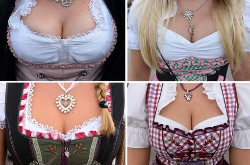 Sie zeigen, was sie haben: Dekolletees von Oktoberfestbesucherinnen.