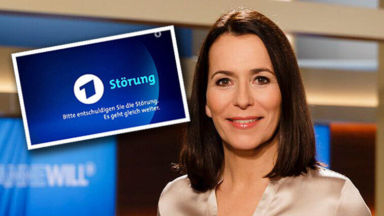 Anne Will war zehn Minuten nicht auf Sendung. Anstatt Livetalk war nur ein blauer Einspieler zu sehen.