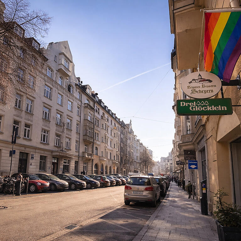 Hier zwischen schicken Altbauten, Caf&eacute;s, feiernden jungen Menschen und flanierenden Familien ist der Tod ganz nah. Zwei Bestatter bieten hier ihre Dienste an &ndash; f&uuml;r jeden sichtbar, mit gro&szlig;en Schaufenstern. Und eine K&uuml;nstlerin verkauft seit Jahren ihre selbstbemalten Urnen und S&auml;rge.