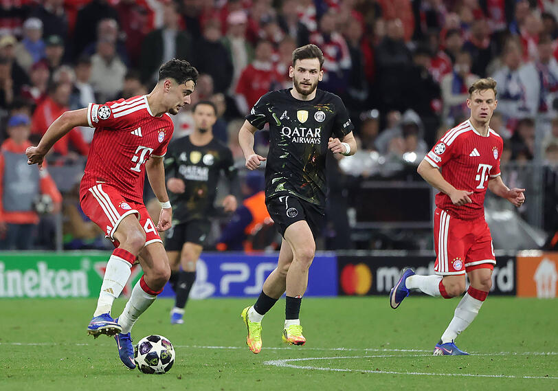 Für Aleksandar Pavlovic und den FC Bayern hieß im vergangenen Jahr die Endstation Paris Saint-Germain. Für Aleksandar Pavlovic und den FC Bayern hieß im vergangenen Jahr die Endstation Paris Saint-Germain.