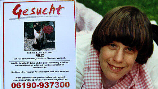 Maria („Micki“) und Siamkater Felix waren ein Herz und eine Seele. Das Tier machte sogar bei Therapien mit. ickis Mutter sucht weiter – mit diesen Handzetteln. Maria („Micki“) und Siamkater Felix waren ein Herz und eine Seele. Das Tier machte sogar bei Therapien mit. ickis Mutter sucht weiter – mit diesen Handzetteln.