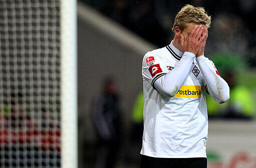 Mönchengladbachs Mike Hanke kann es nicht fassen: ein enttäuschendes 0:0.