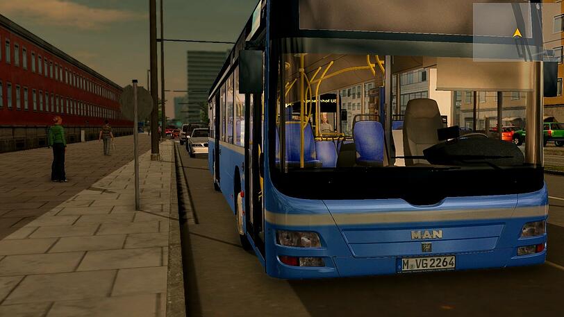 So sieht eine virtuelle Fahrt durch München in der Bussimulation aus.