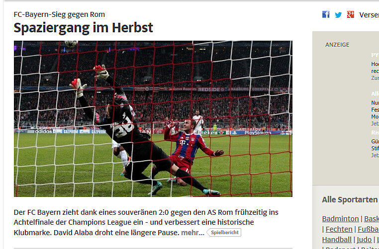 sz.de - Die Pressestimmen zum Sieg des FC Bayern gegen AS Rom in unserer Bilderstrecke zum Durchklicken!