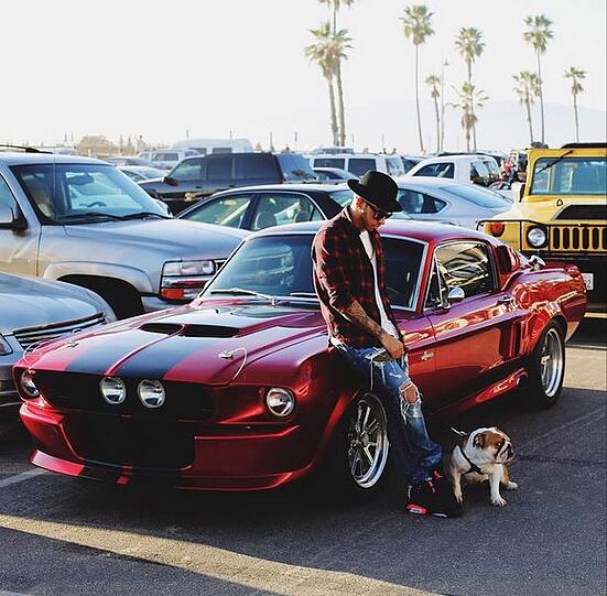 Lewis Hamilton entspannt mit seinem Hund Coco am Strand von Los Angeles