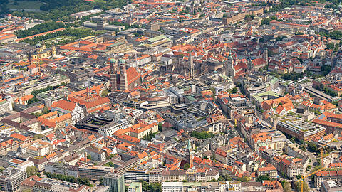 Die Landeshaupstadt München, hier ein Blick mit der Frauenkirche im Zentrum.