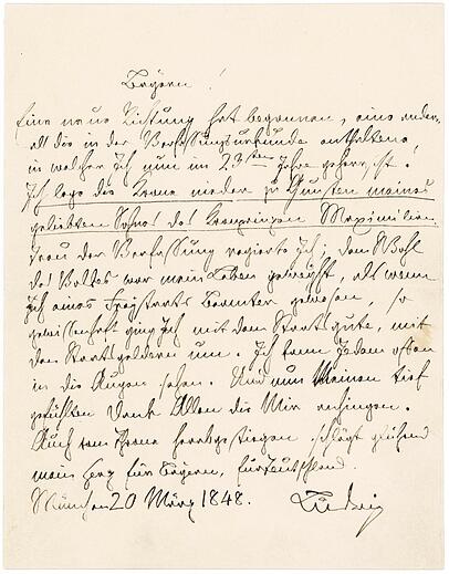 Ein entscheidendes Dokument aus seiner Feder: Sein Abdankungsschreiben aus dem Jahr 1848. Ein entscheidendes Dokument aus seiner Feder: Sein Abdankungsschreiben aus dem Jahr 1848.