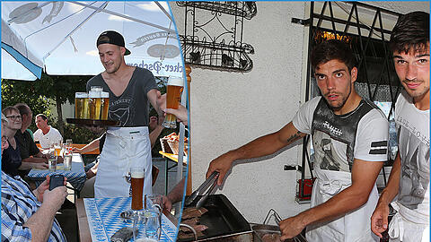 Chris Schindler und Stefan Ortega mimten die Grillmeister, Vitus Eicher spielte Kellner: Die Löwen feierten am Dienstagabend mit den Fans ein Grillfest im Löwen-Stüberl. Chris Schindler und Stefan Ortega mimten die Grillmeister, Vitus Eicher spielte Kellner: Die Löwen feierten am Dienstagabend mit den Fans ein Grillfest im Löwen-Stüberl.