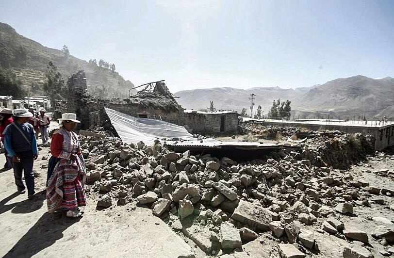 Zerstörungen durch ein Erdbeben im Süden Perus. Foto: Patrick Seeger/Andina News Agency