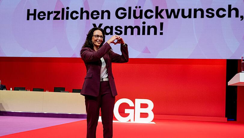 DGB-Chefin Fahimi wurde mit klarer Mehrheit best&auml;tigt.