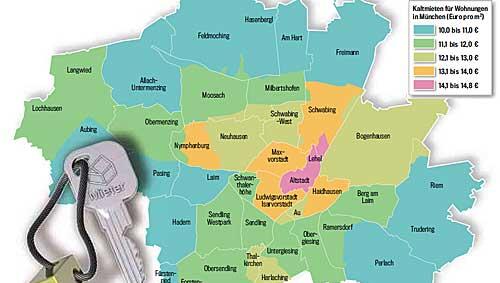 Münchner Mieten: Je zentraler, desto teurer. Münchner Mieten: Je zentraler, desto teurer.
