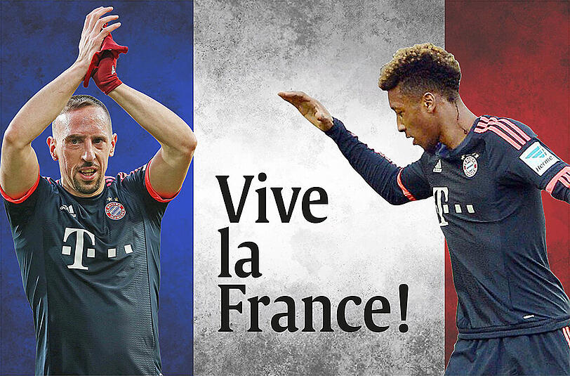 Applaus! Die beiden Bayern-Franzosen Franck Ribéry (l.) und Kingsley Coman (r.) überragten im Liga-Spiel gegen Wolfsburg.