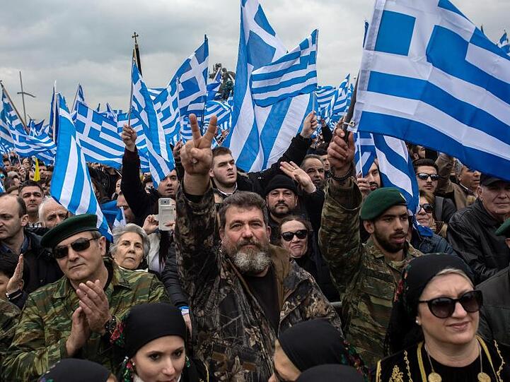 Griechischer Protest im Namensstreit um Mazedonien.