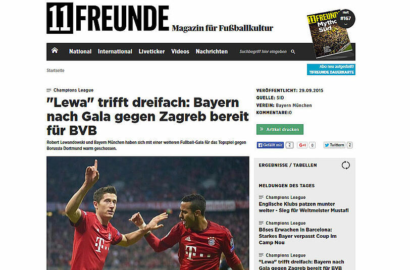 Beim Magazin "11 Freunde" sieht man die Bayern für das Spiel gegen Dortmund gewappnet.