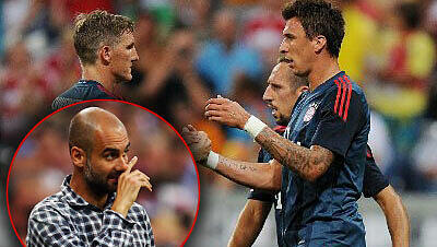 Pep Guardiola und Mario Mandzukic. Pep Guardiola und Mario Mandzukic.