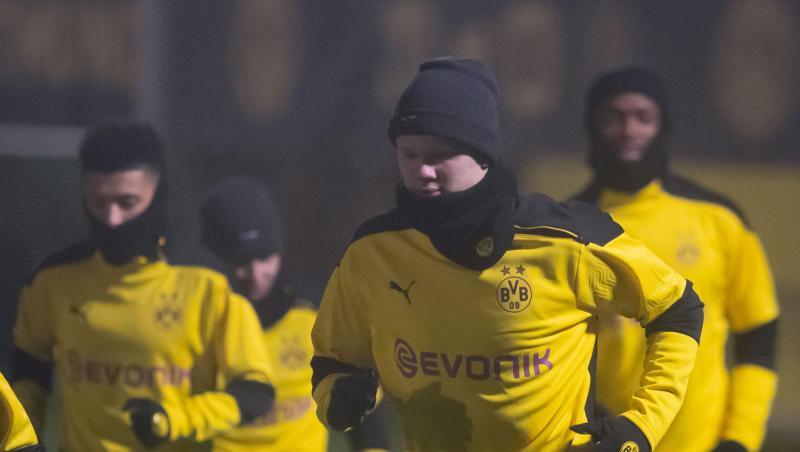 Die Spieler von Borussia Dortmund beim Abschlusstraining für das Spiel gegen Lazio.