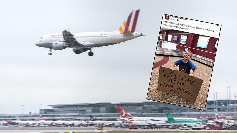Der kleine Damien begrüßt seine Mama auf etwas ungewöhnliche Weise.
