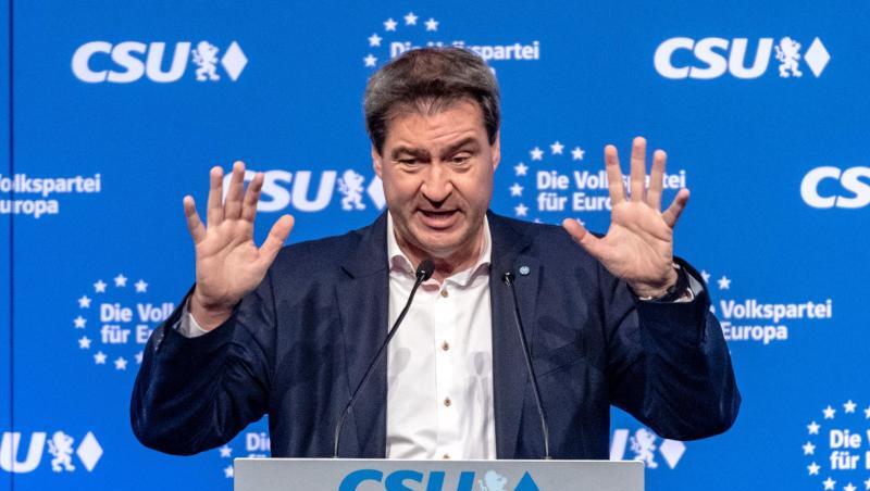 Markus Söder (CSU), Bayerns Ministerpräsident, spricht während einer Kundgebung. Foto: Armin Weigel/Archivbild Markus Söder (CSU), Bayerns Ministerpräsident, spricht während einer Kundgebung. Foto: Armin Weigel/Archivbild