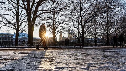 Der Hofgarten in München im Winter.