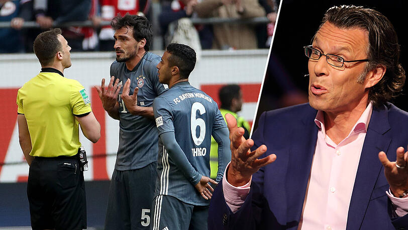 Links: Schiedsrichter Felix Zwayer lässt nicht mit sich diskutieren. Rechts: Ex- Schiedsrichter Urs Meier. Er kann eine solche Auslegung der Handspiel-Regel nicht nachvollziehen.