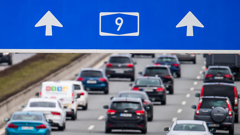 Die meistbefahrene Straße Bayerns: Die A9 zwischen Garching-Süd und dem Autobahnkreuz München Nord.