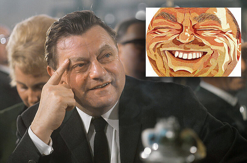 Franz Josef Strauß stand immer im Medienfokus. Rechts: FJS gesehen von AZ-Karikaturist Franz Eder.