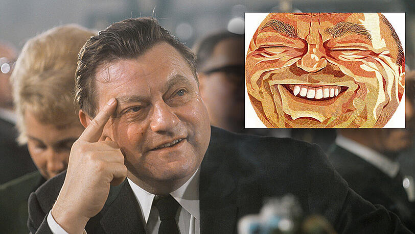 Franz Josef Strauß stand immer im Medienfokus. Rechts: FJS gesehen von AZ-Karikaturist Franz Eder.