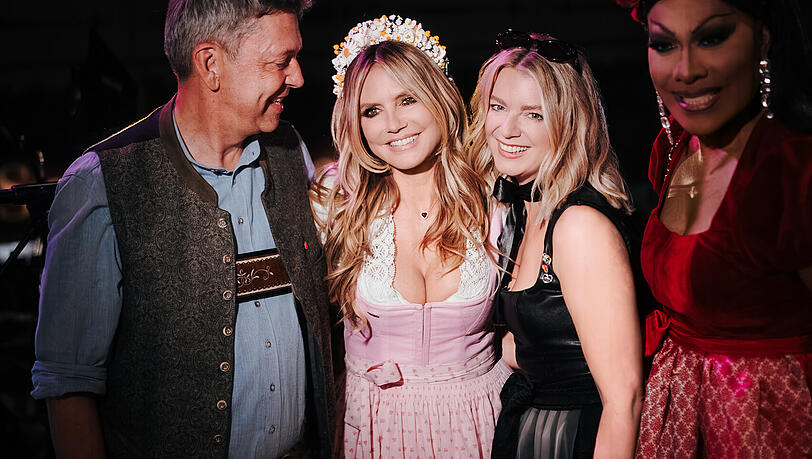 Gro&szlig;e Freude beim Wirte-Paar Franziska und Peter Reichert. Sie begr&uuml;&szlig;ten am Sonntag Heidi Klum und Dragqueen Catherrine Leclery.
