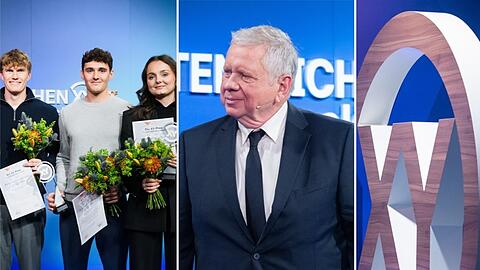 XY-Preistr&auml;ger bei "Aktenzeichen XY... Ungel&ouml;st" - drei der f&uuml;nf Preistr&auml;ger und einer der Laudatoren, Schauspieler Rainer Hunold (M.).
