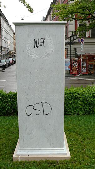 NLP und CSD haben jedenfalls nicht damit zu tun - das waren wohl Trittbrettfahrer mit Edding-Stift.