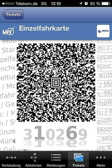 Wischen Sie mit dem Finger nach links &ndash; da erscheint der Barcode.