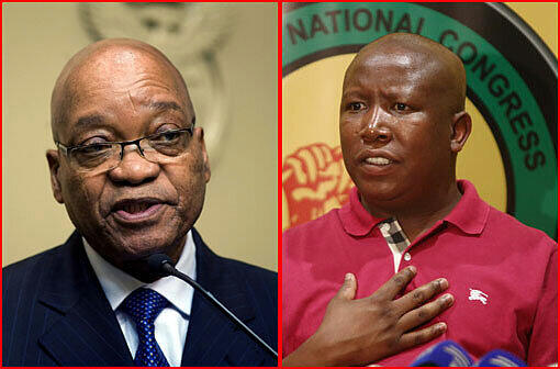 Die Proteste richten sich gegen Südafrikas Präsidenten Jacob Zuma (links). Der Führer der ANC-Jugendliga, Julius Malema (rechts), gilt als linker Populist, der in der Zumas Regierungspartei gegen den Strom schwimmt.