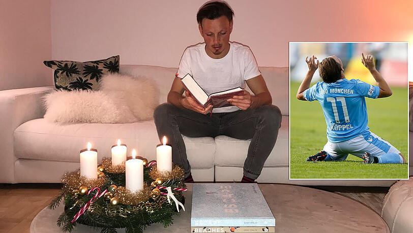 Liest daheim täglich in der Bibel: Christian Köppel. Rechts bejubelt er den ersten Saisontreffer der Löwen in Memmingen (Foto: Rauchensteiner/Augenklick) Liest daheim täglich in der Bibel: Christian Köppel. Rechts bejubelt er den ersten Saisontreffer der Löwen in Memmingen (Foto: Rauchensteiner/Augenklick)