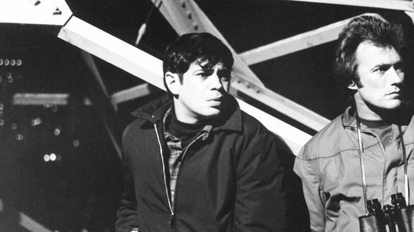 Schauspieler Reni Santoni (l.) und Titelheld Clint Eastwood in "Dirty Harry" (1971)