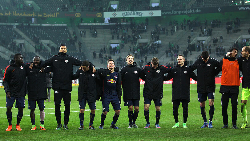 So wie beim 2:1 in Mönchengladbach wollen die Spieler von RB Leipzig bald auch in der Champions League jubeln.