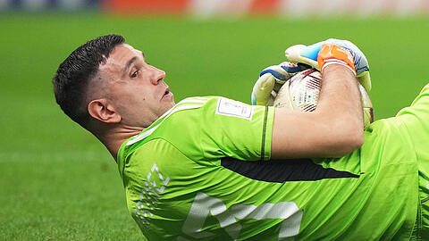 Argentiniens Nationaltorhüter Emiliano Martínez während der Halbfinal-Partie gegen Kroatien (3:0).