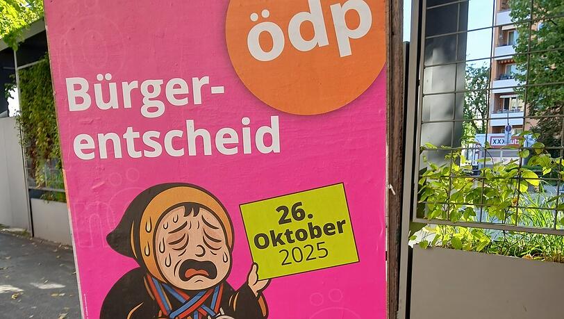 Ein ÖDP-Plakat (von vielen) gegen Olympische Sommerspiele in der Stadt.