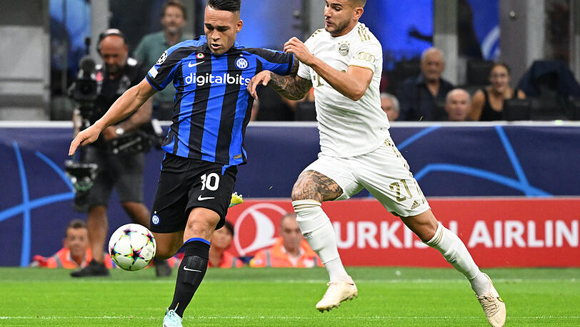 Vorspielen in der Gruppenphase: Lautaro Martínez von Inter Mailand (links), hier im Zweikampf mit Bayerns Lucas Hernández. Vorspielen in der Gruppenphase: Lautaro Martínez von Inter Mailand (links), hier im Zweikampf mit Bayerns Lucas Hernández.