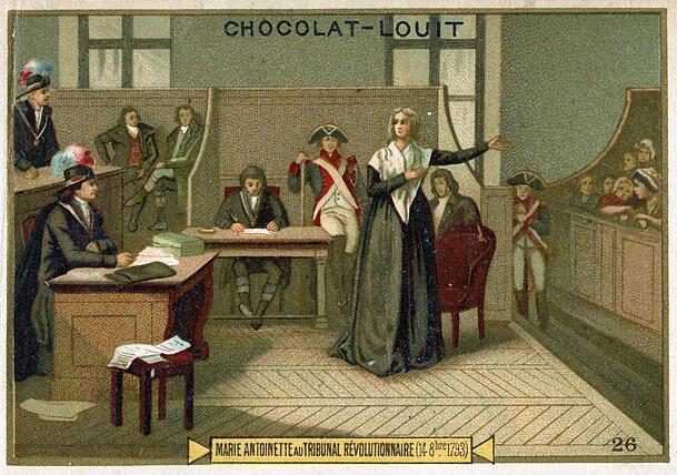 Sammelbild: Marie Antoinette vor dem Revolutionstribunal. Sammelbild: Marie Antoinette vor dem Revolutionstribunal.