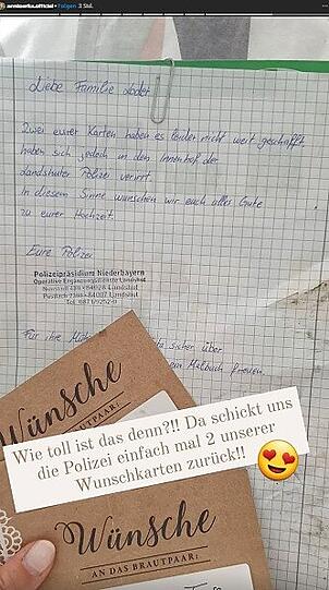 Anni Perka veröffentlichte den Polizeibrief in ihrer Insta-Story.