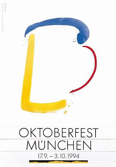 Soll das ein Bierkrug sein? Minimalistischer geht&rsquo;s kaum: Wiesn-Plakat 1994.