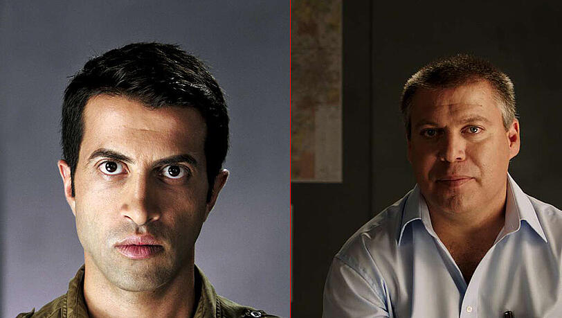 Der Sohn eines intellektuellen Hamas-Führers und sein israelischer Kontakt-Agent: Mosab Hassan Youssef und Gonen Ben Itzhak. Der Sohn eines intellektuellen Hamas-Führers und sein israelischer Kontakt-Agent: Mosab Hassan Youssef und Gonen Ben Itzhak.