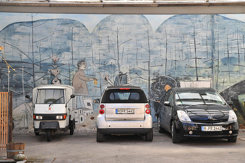 Open-Air-Fresko: Zu finden im Hinterhof der Theresienstraße 13 &ndash; und ein echter Achternbusch!